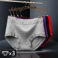 3 Pcs/Lot High Waist Underwear Women Panties Cotton Lace Briefs Girls Soft Seamless Underpants Sexy Pantys For Women Female