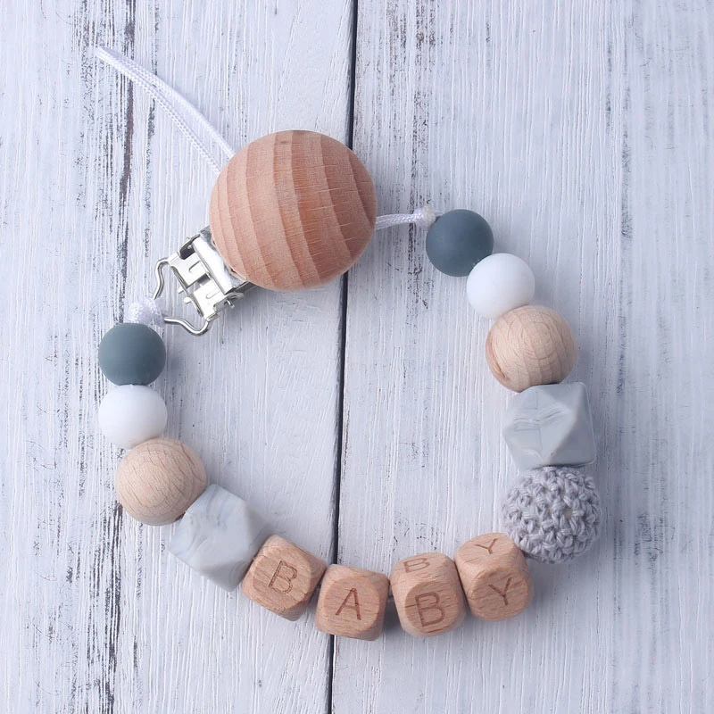 

Wooden Safe Teething Chain Baby Teether Eco-friendly Baby Dummy Clips Pacifier Soother Holder Chain Shower Clips Holder TSF#