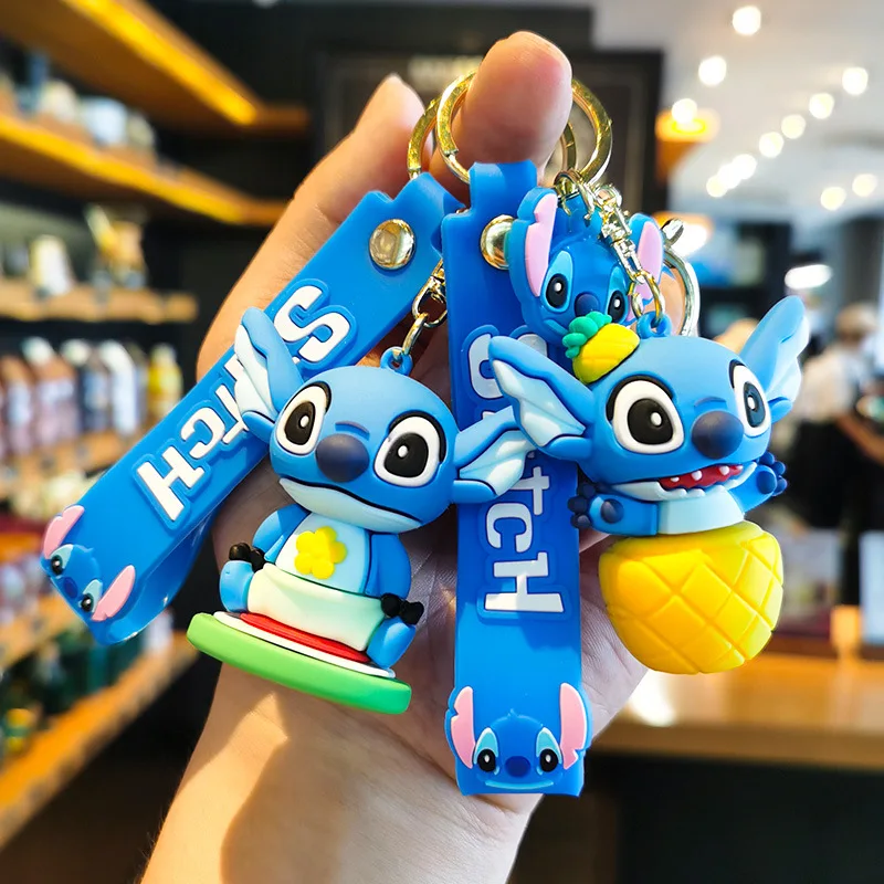 

Cartoon Lilo Stitch Pendant Keyring Anime Cute Mickey Keychain Bag Pendant Ornament Key Chain Children Birthday Party Gifts