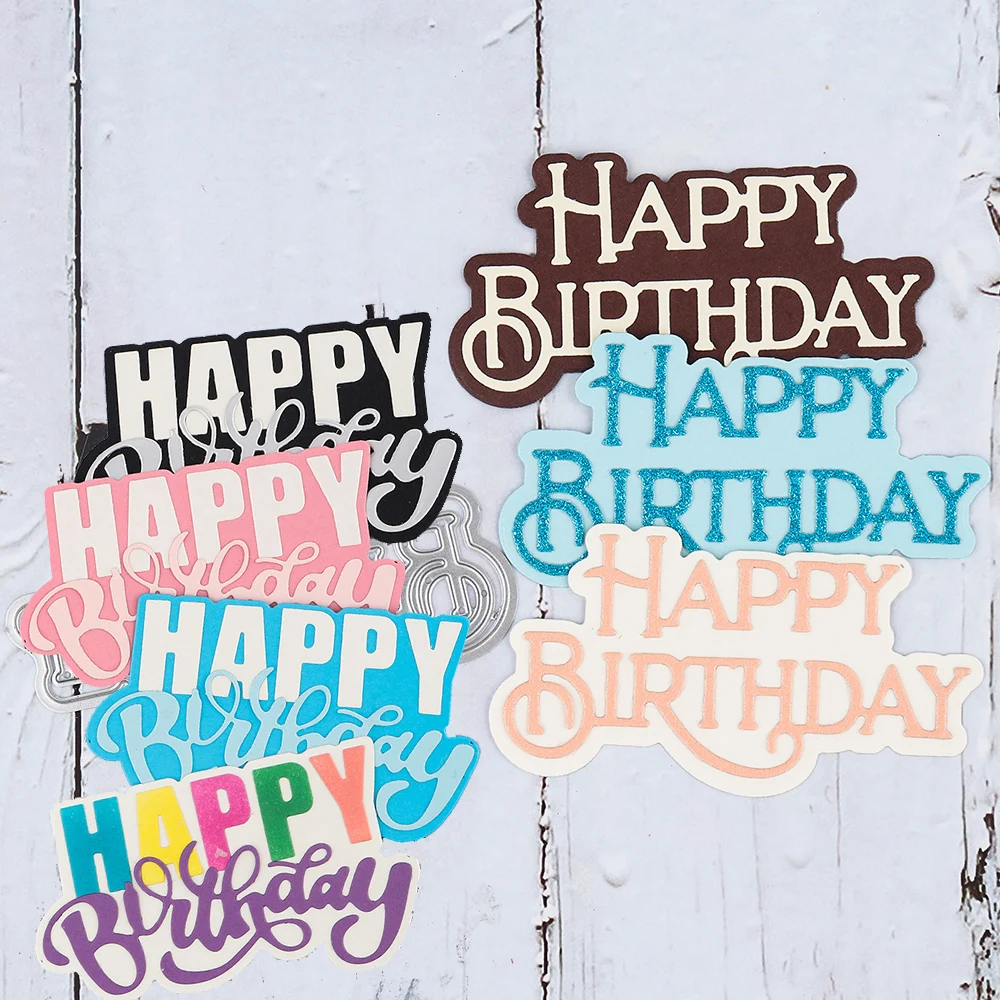 

Happy Birthday Words Metal Cutting Dies DIY Card Album Photo Making Crafts Stencil Scrapbooking New 2023