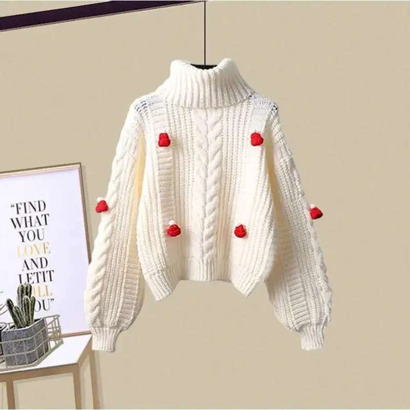 2023 Autumn Winter Women Turtle Neck Sweate Pants 1 or Two Piece Set Christmas Knit Tops Trousers Outfits Lady Fashion Suits