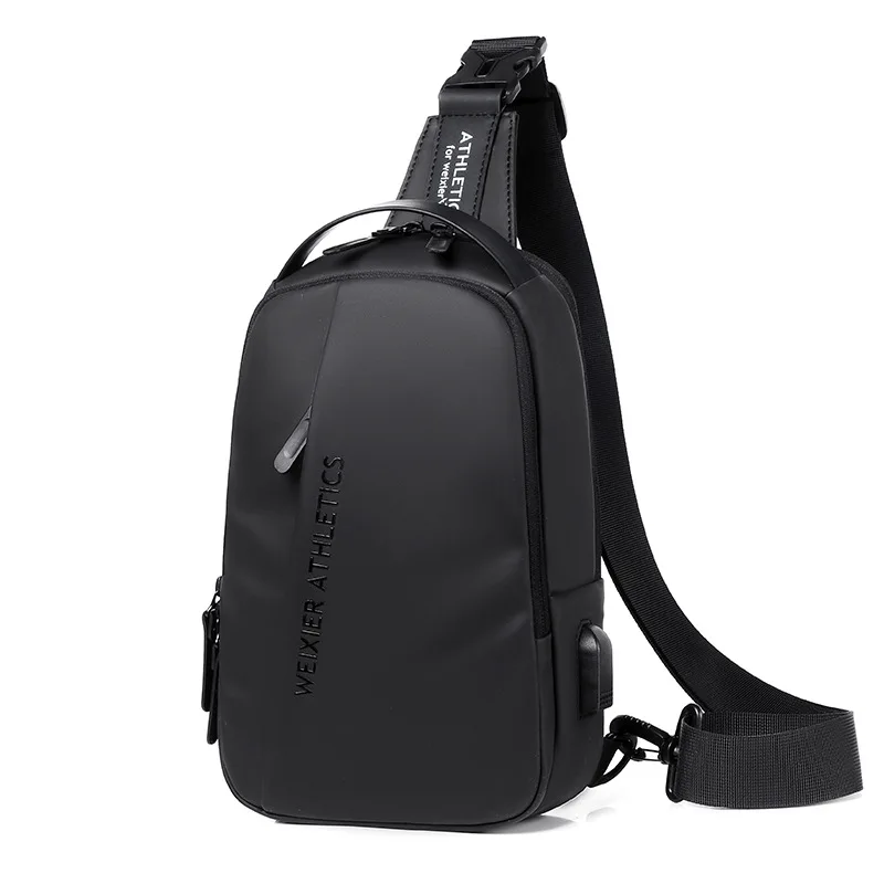 Men's Chest Bag USB Charging Casual Sports Sling Bag Waterproof Oxford Chest Crossbody Bags for Men Shoulder Messenger Bag