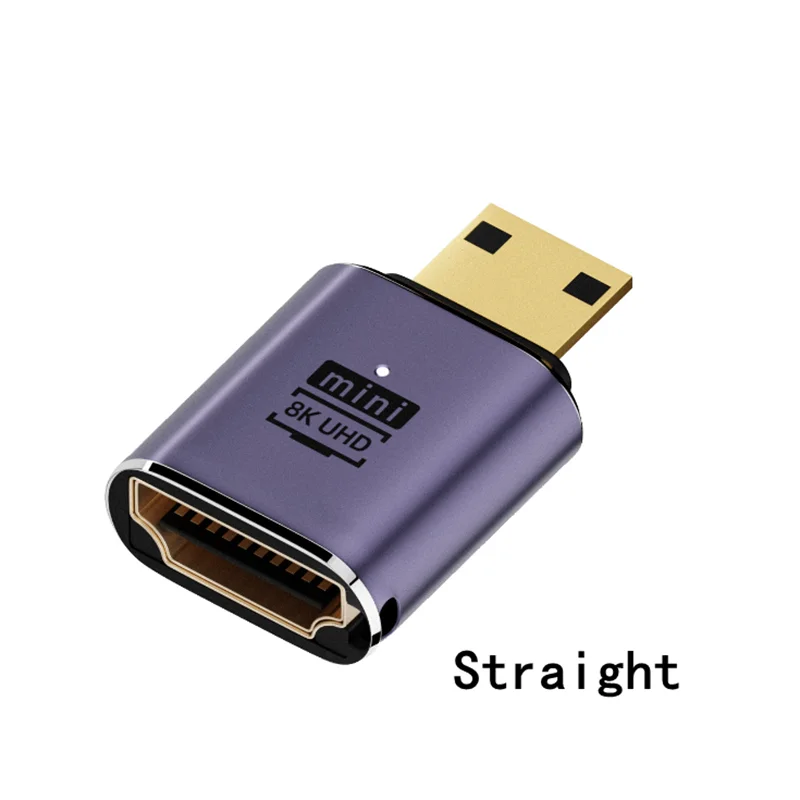 Adattatore girevole da Mini HDMI maschio a HDMI femmina a 360 gradi, angolato di 90 gradi, dorato