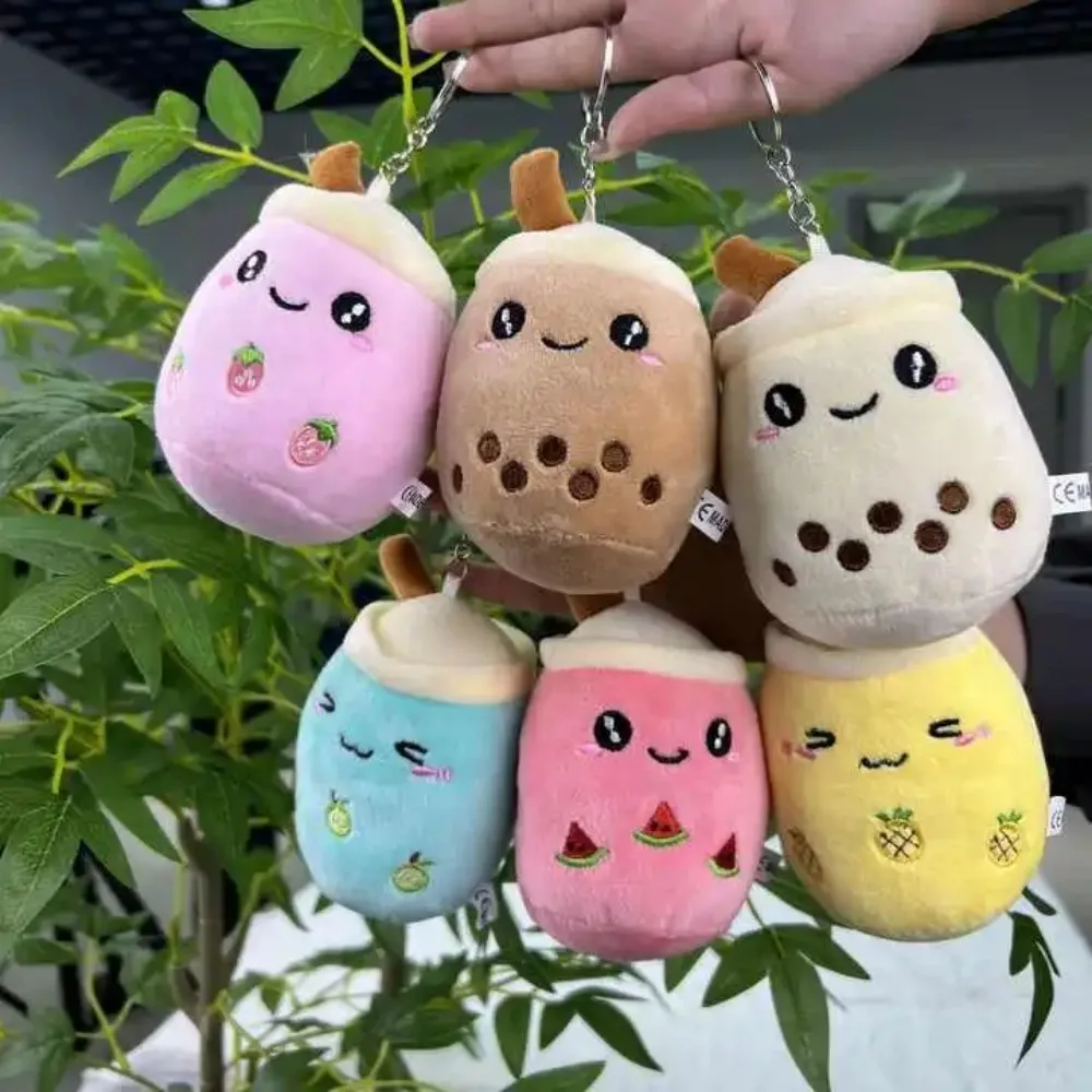 12cm 귀여운 밀크티 컵 플러시 장난감, 부드러운 봉제 카와이 보바 플러시 디자인, 어린이 소녀들을 위한 백팩 펜던트 열쇠고리 장식