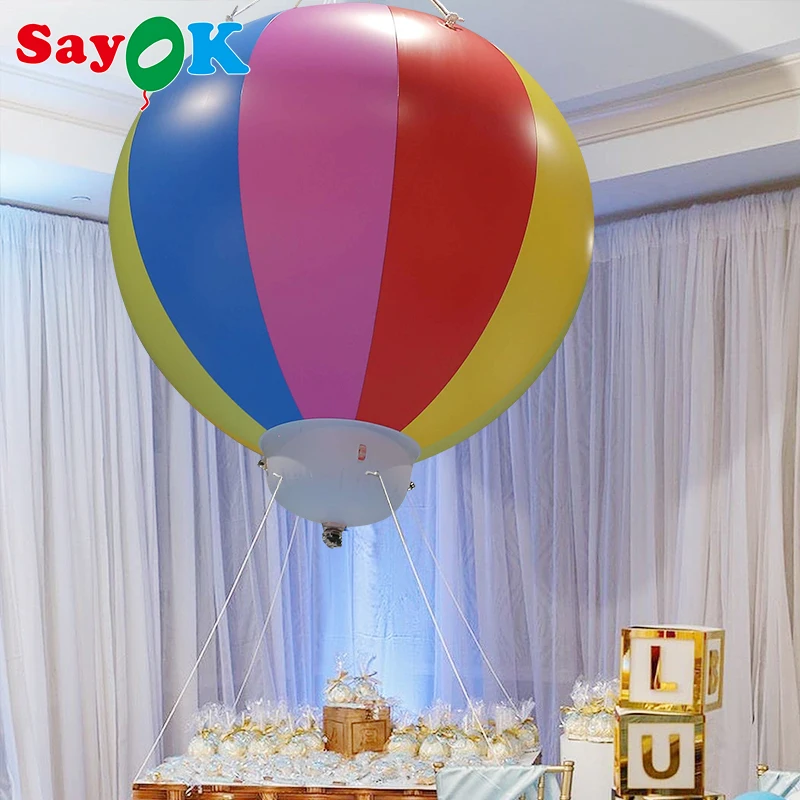 Sayok 3/5ft Inflatable Half Hot Air Balloon PCV Large Hanging Inflatable Strip Balloon for Advertising Birthday Party Show Decor
