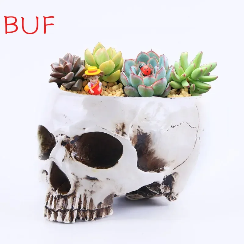 

Creative Flower Pot Garden Pots Desktop Storage Basin Resin Skull Craft Ornament Home Garden Decoration Pots for Plants