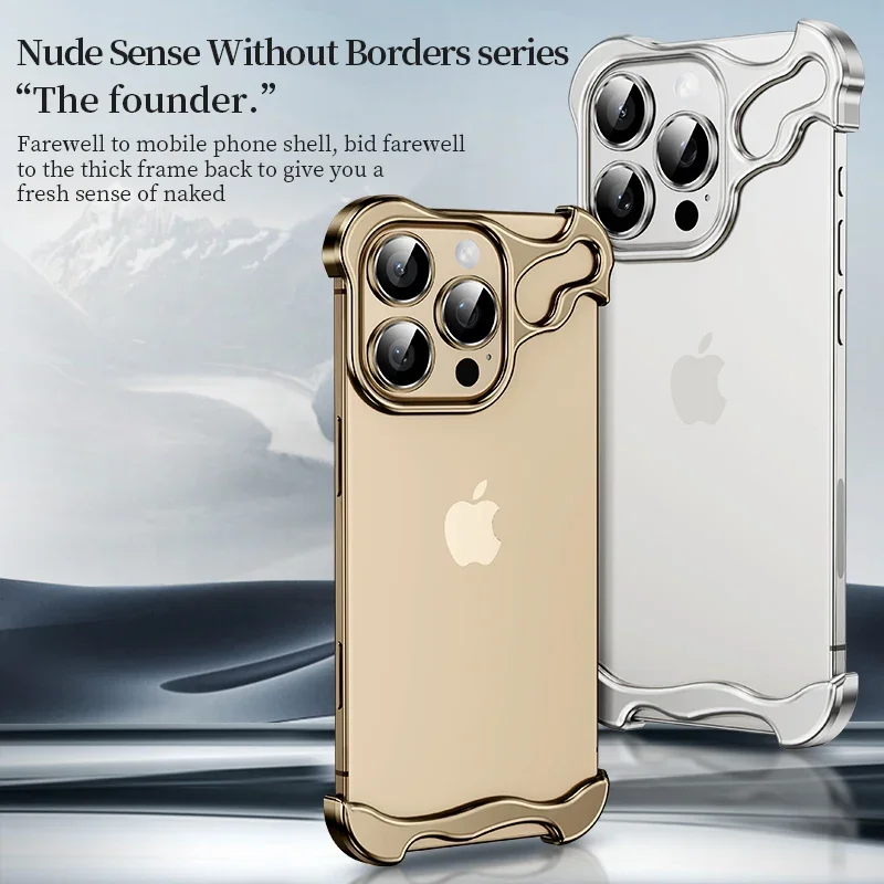 Irregular Metal Bumper Shockproof Phone Case with Lens Film Protection