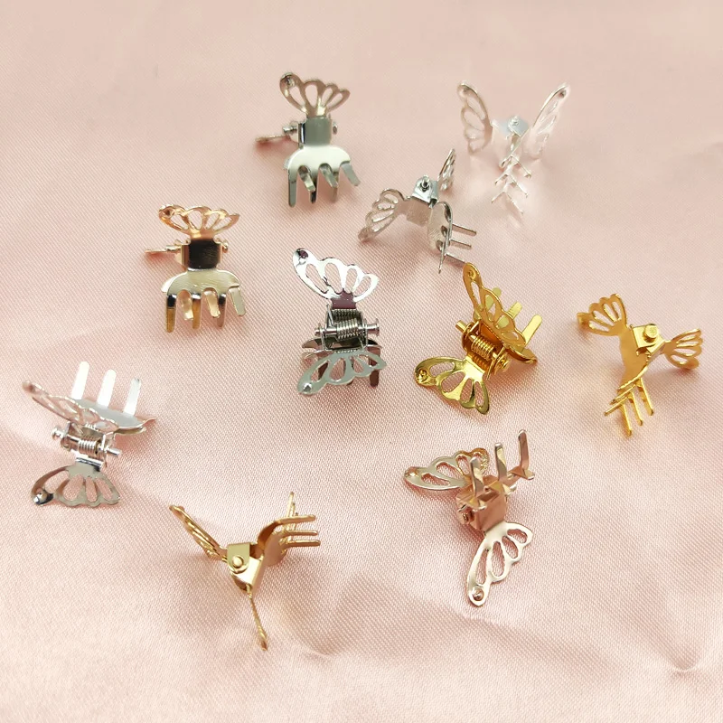 10pcs Mini Hollow Out Butterfly Design Sweet Metal Hair Clip Retro Bangs Fixed Decoration For Women And Girls