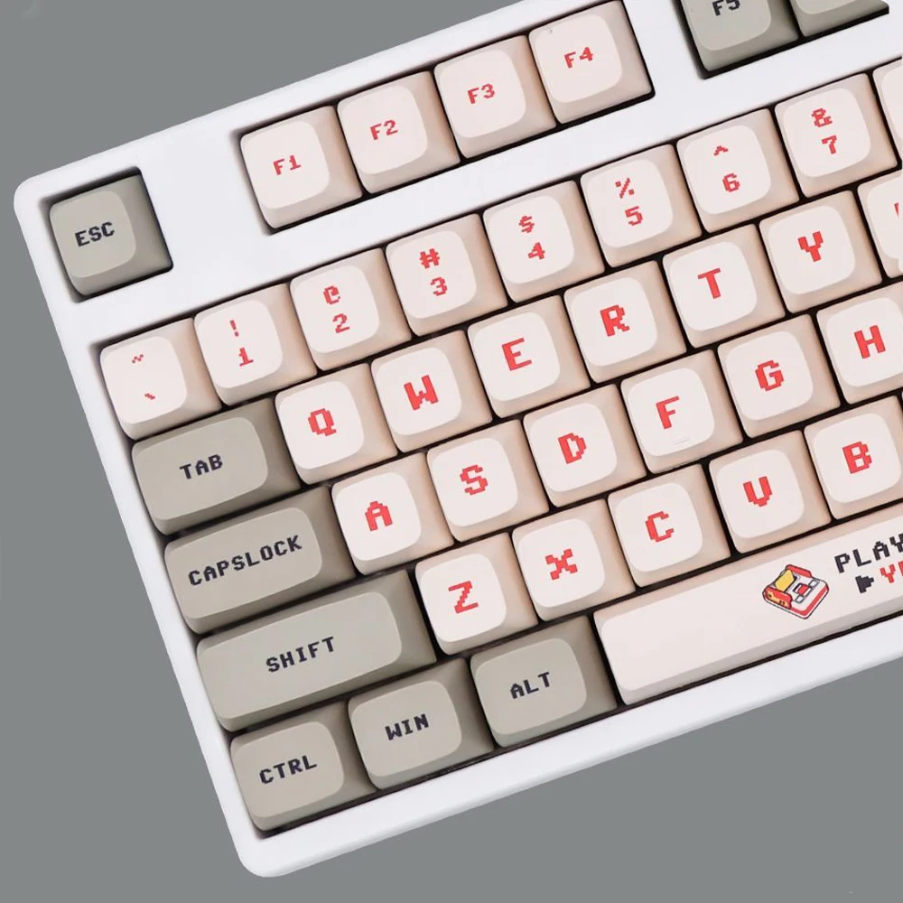 138 Keys Anime Retro Red And White Machine Keycaps Dye Sub PBT XDA Profile for MX Switch DIY Ducky Game Mechanical Keyboard — view 3