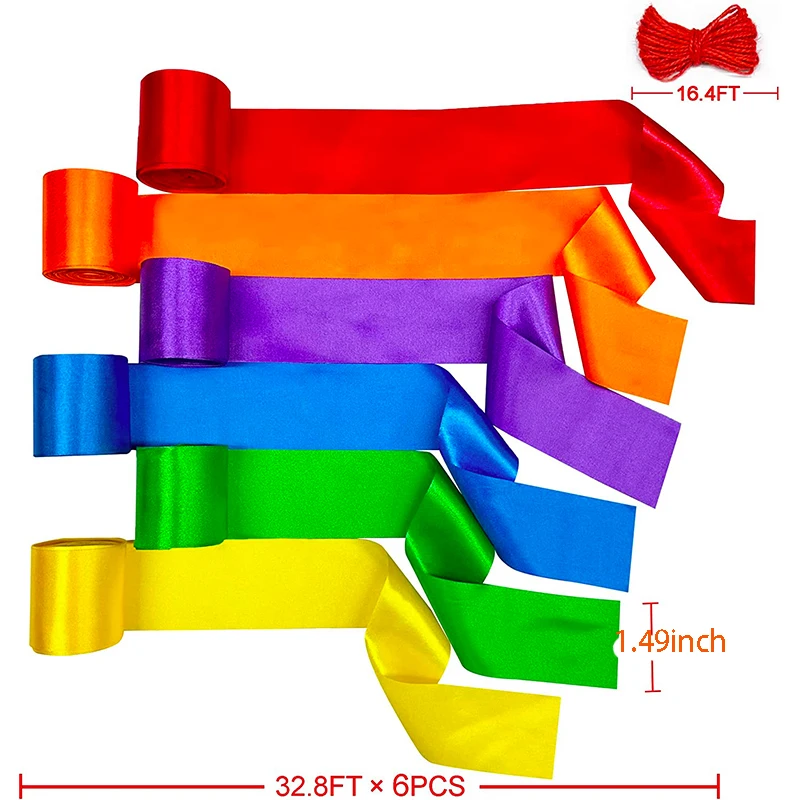 Rainbow Satin Ribbon Gifts DIY Craft Fringe Hanging Party Streamers Fiesta  Carnival Baby Shower Colorful Ribbon Backdrop Decor - AliExpress