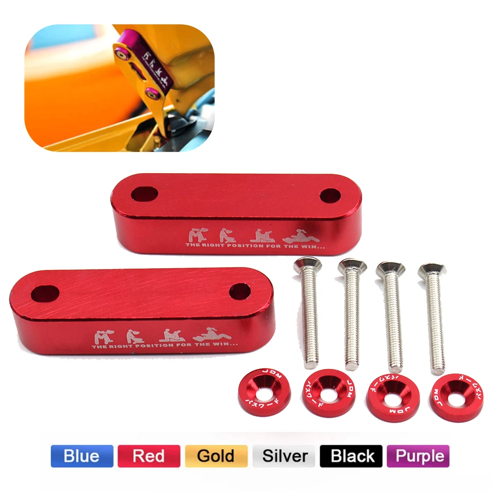 JDM Car Billet Aluminum Racing Hood Vent Spacer Risers 4pcs Fender Washer For Honda Civic 92-95 EG / 96-00 EK For Acura Integra hood vents