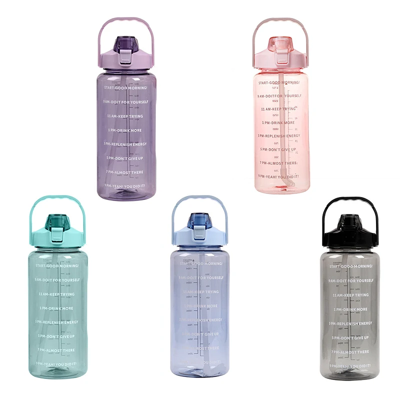 2 Liter Water Bottle with Straw Female Jug Girls Portable Travel bottles  Fitness Bike Cup Summer