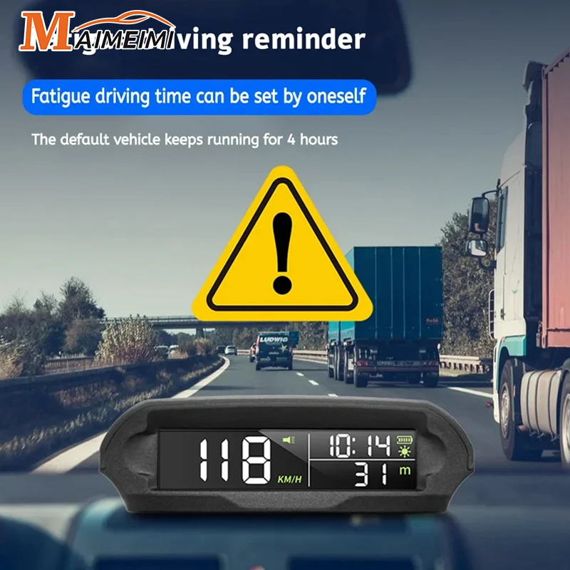 Solar HUD Head Up Display GPS Car Wireless Solar Charging Digital Speedometer Speed Alarm Fatigue Driving Reminder Digital Meter head up display