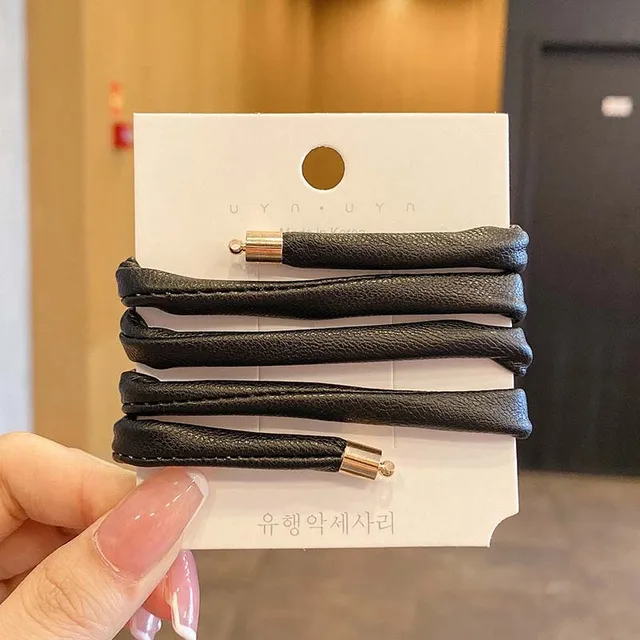 New Women Long Leather Ponytail Hold Hair Tie ободок для волос Headband Hair bands For Girls Hair Accessories gumki do wlosow 2