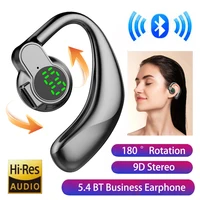 New 180°Wireless Headphone Bluetooth 5.4 Handsfree Noise Canceling Rotatable Sport Digital Display Earphones Single Ear Earhook 2