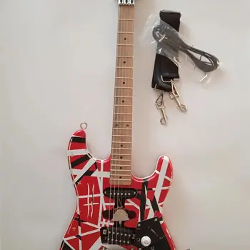 Electric Guitar /Edward Eddie Van Halen Heavy Relic Red Franken Black White Stripes Floyd Rose Tremolo Bridge Frankenstein