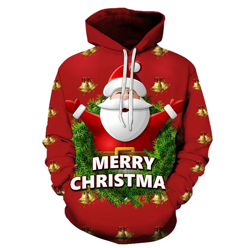 

Newest Merry Christmas hoodie men 3D printed couple hooded pullover top boy/girls children's fun Santa Claus Sweatshirt clothing