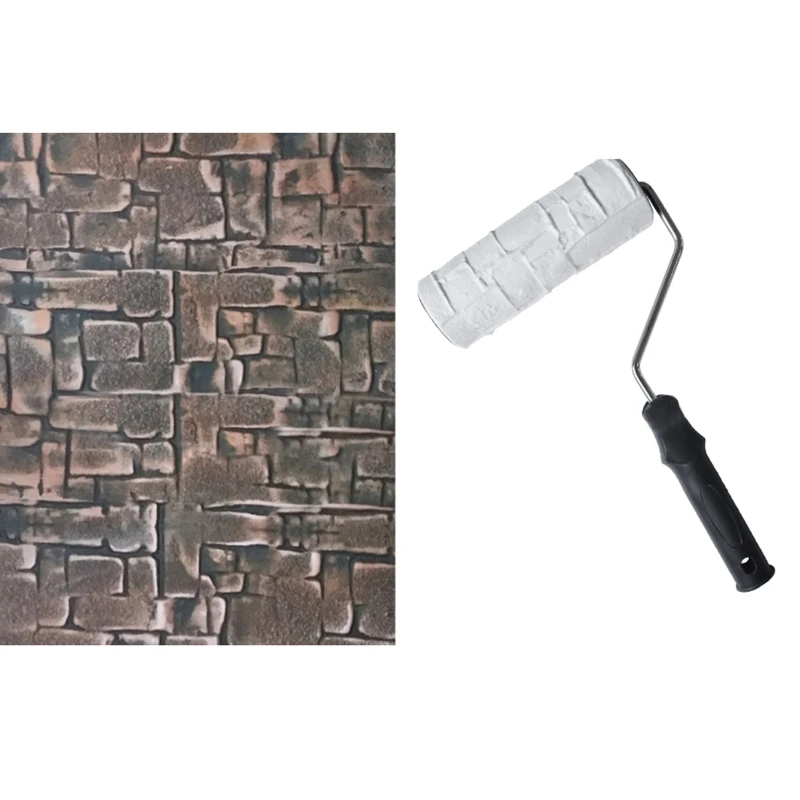 X37E Brick Embossing Roller for Wall Decoration Imitation Brick Pattern Cylinder Painting with Handle Paint Roller Art Brush 5