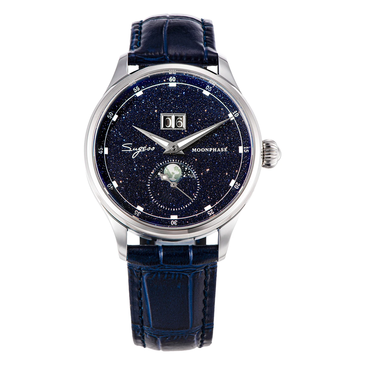 Sugess Mens Watch Limited Edition Moonphase 316L Stainless Steel
