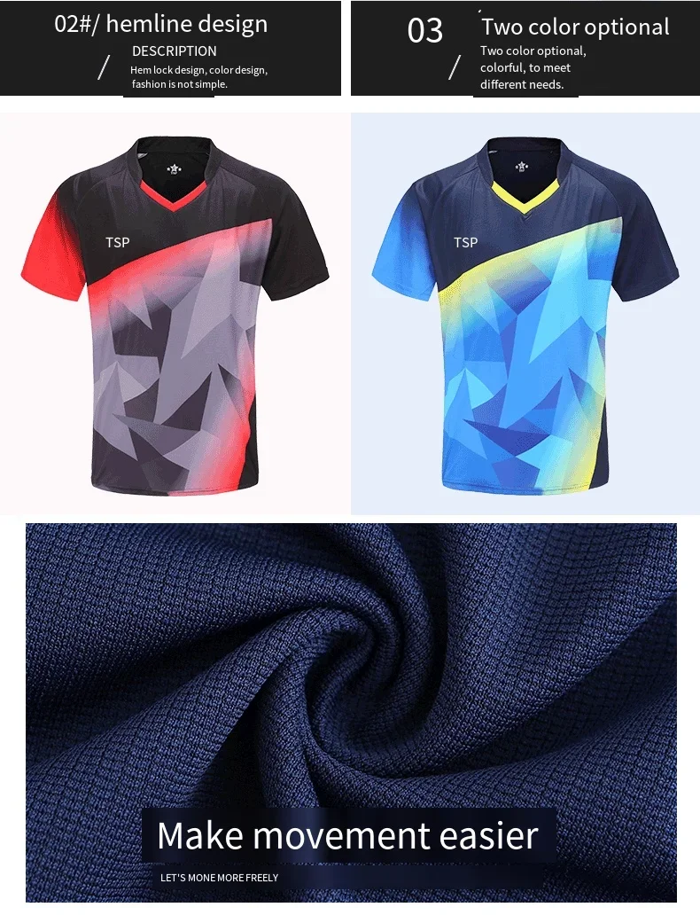 tsp Table tennis clothes sportswear short sleeve ping pong t-shirt Sport Jerseys 83117