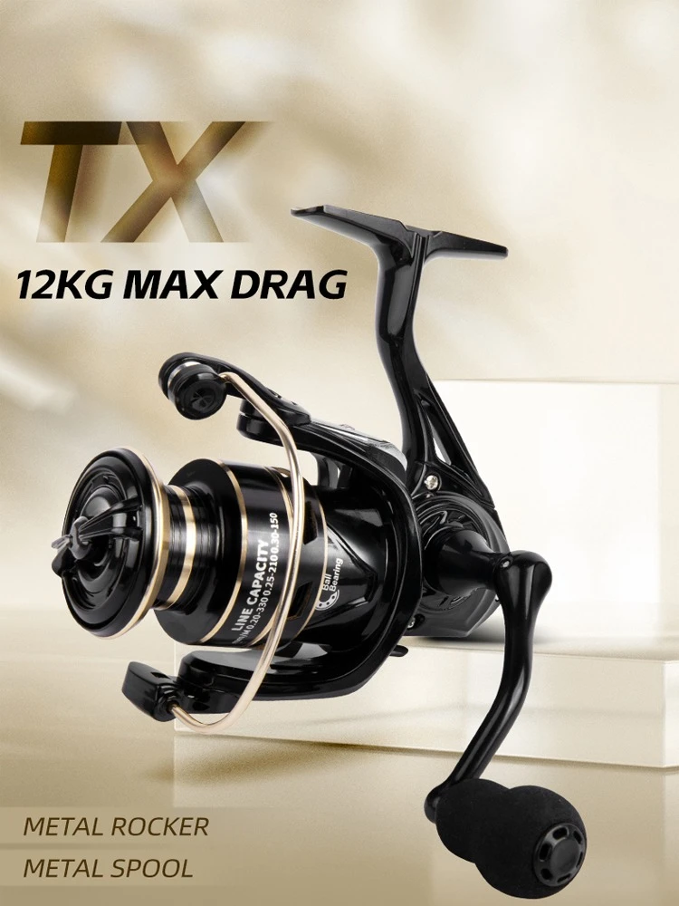 Moulinet spinning professionnel ultra-léger 1000-7000 avec frein 8-12kg pour eau douce et mer