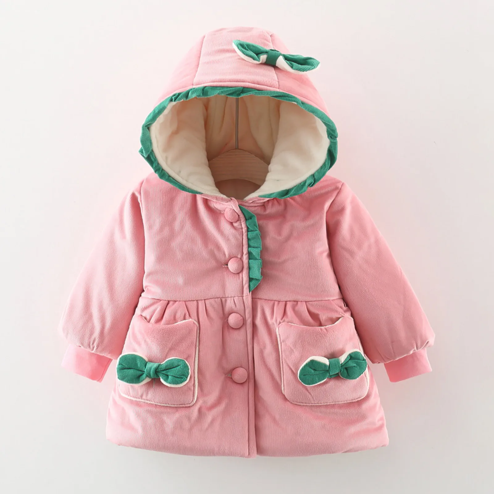 

Winter Toddler Girls Jacket Korean Cartoon Cute Hooded Warm Thicken Baby Wool Coats Outerwear Newborn Clothes Toddler Jackets