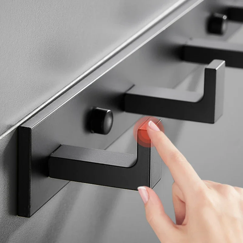 Light Luxury Aluminum Wall Hooks Decorative Modern Black/gold Towel Rack Wall Hooks Self-adhesive Home Innovative Accessories