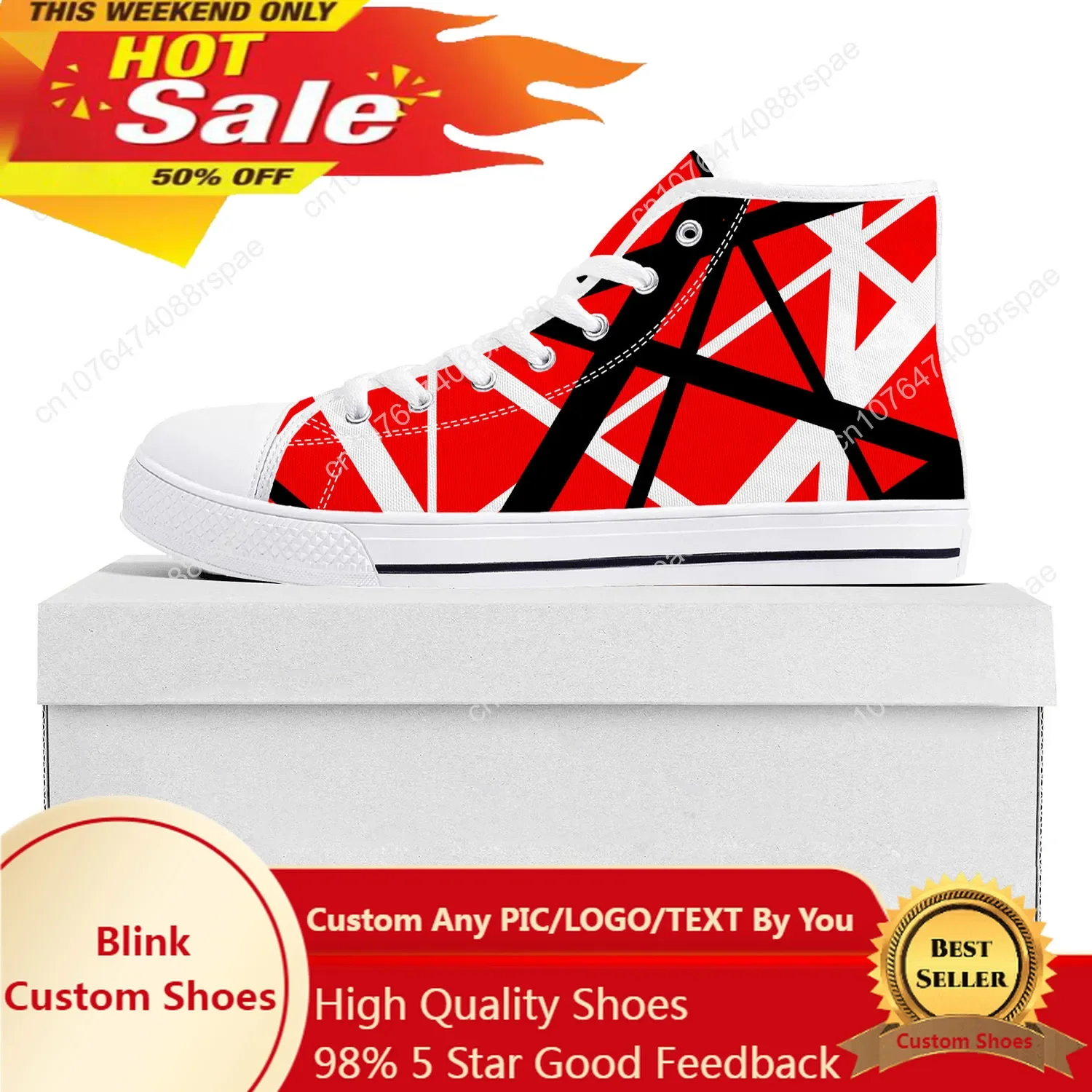 

Van Halen 5150 Stripe Metal Rock Band High Top High Quality Sneakers Mens Womens Teenager Canvas Sneaker Couple Shoe Custom Shoe