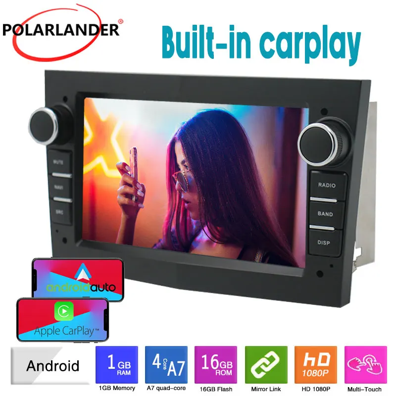 

Multimedia Player Stereo Android 9.1 2Din 7'' Bluetooth Car Radio Built-in Carplay 1G+16G GPS Navigation WIFI For Opel (No DVD)