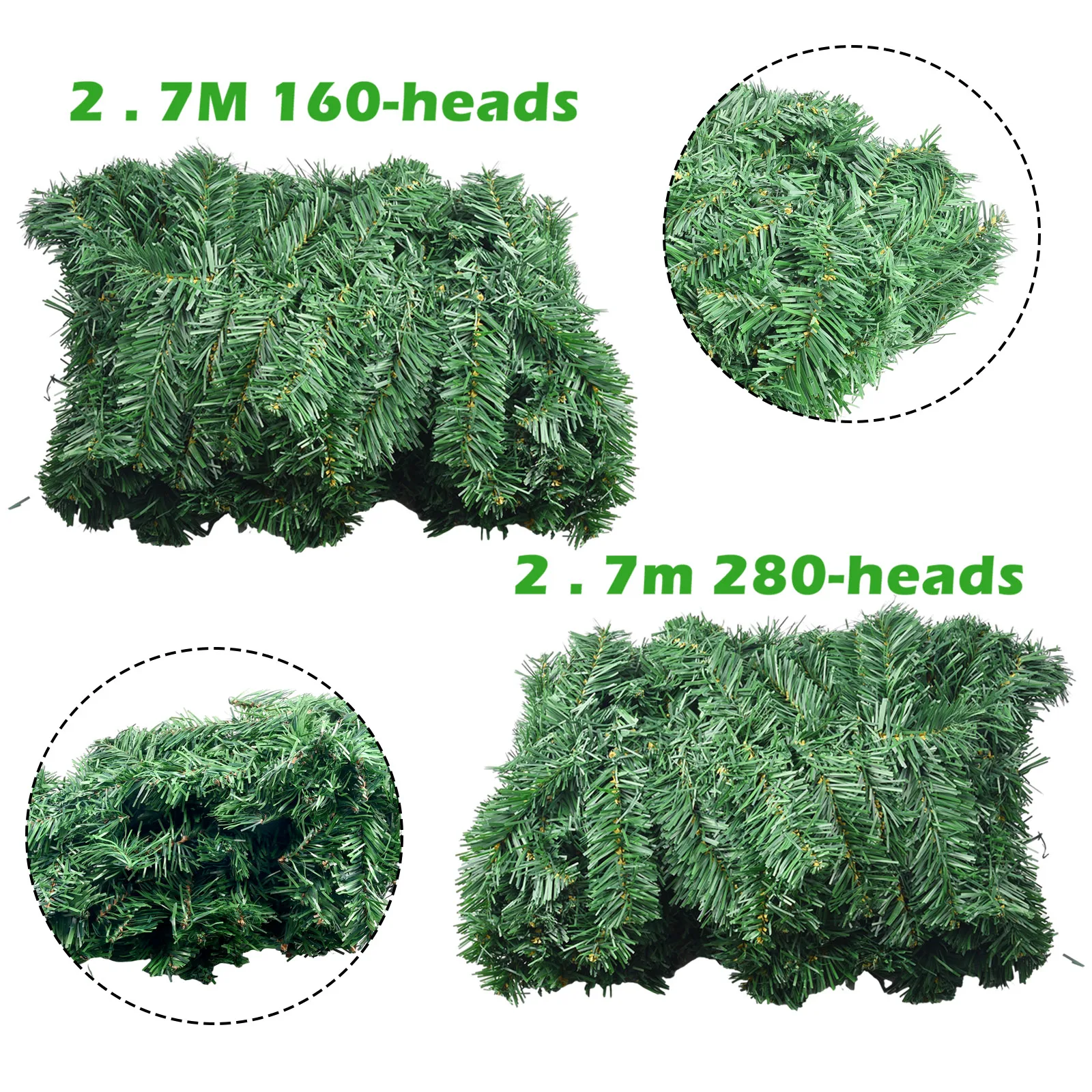1 stücke 2,7 M Künstliche Grüne Weihnachten Girlande Kranz Weihnachten Kiefer Rattan Dekor Wohnkultur Weihnachten Treppen Dekoration – Detail 7
