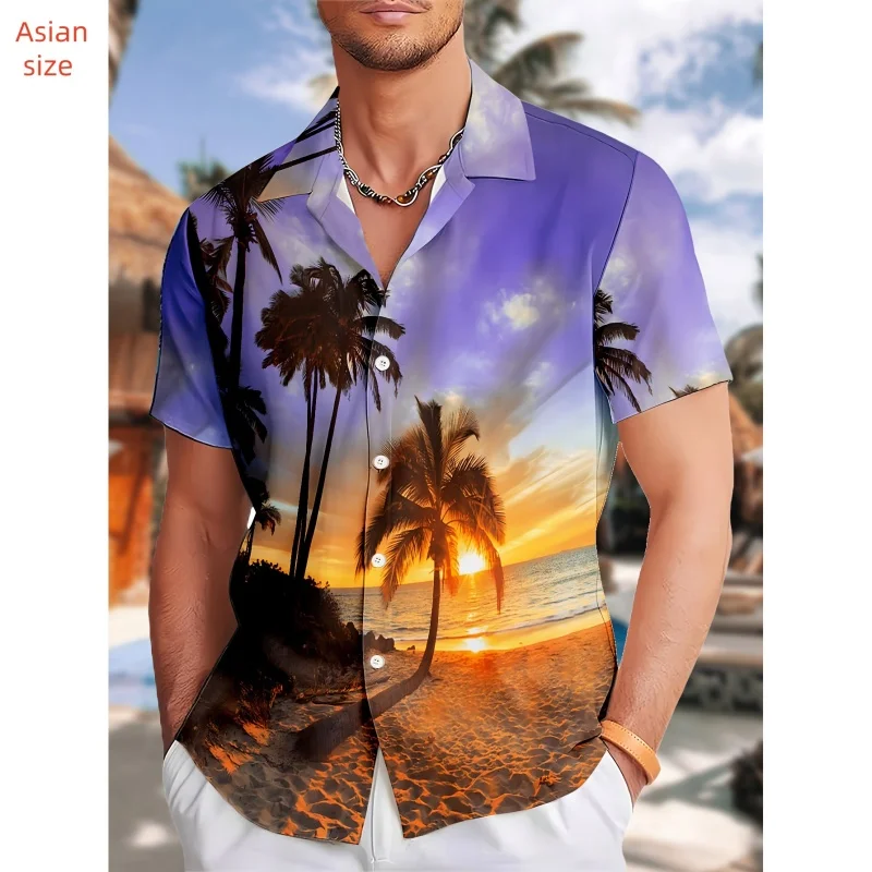 Camicie da uomo casual caraibiche hawaiane tropicali divertenti abiti estivi a maniche corte abbottonatura grafica crociera Aloha vestiti floreali