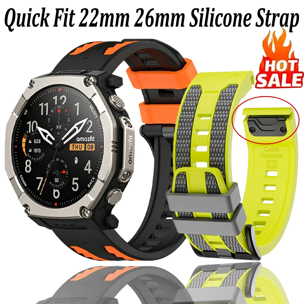 Versatile Silicone Strap for Smartwatches - Quick Fit 22mm/26mm