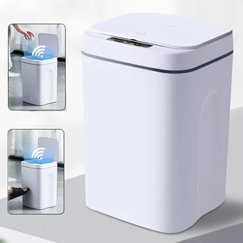 16L Automatic Sensor Trash Can Electric Touchless Smart Bin Kitchen Bathroom Waterproof Bucket Garbage With Lid Home Wastebasket 1