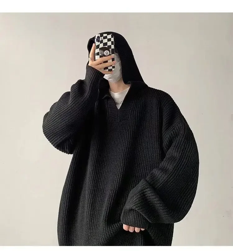 Description Picture 4 of itemAutumn/winter Thickened Sweater Men's Korean Trendy Loose-fit Japanese Knitted Top Casual Style Crew Neck Pullover Jacket