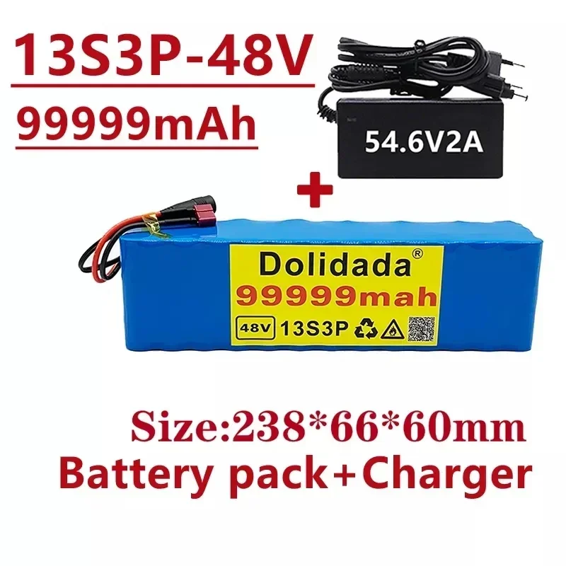 

Free Shipping NEW 48V 99999mAh 1000w 13S3P 48V 18650 Lithium ion Battery Pack For 54.6v