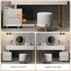 Makeup Vanity Table with Microfiber Leather Chair and Side Cabinet and Lights Mirror, Makeup Vanity with 4 Drawers, Vanity Set 5