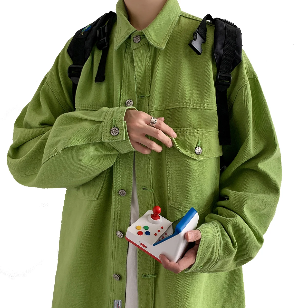 

Man and Women Candy Solid Color Denim Jacket Fatter Plus Size Loose Fashion Fat Tooling Demin Jacket