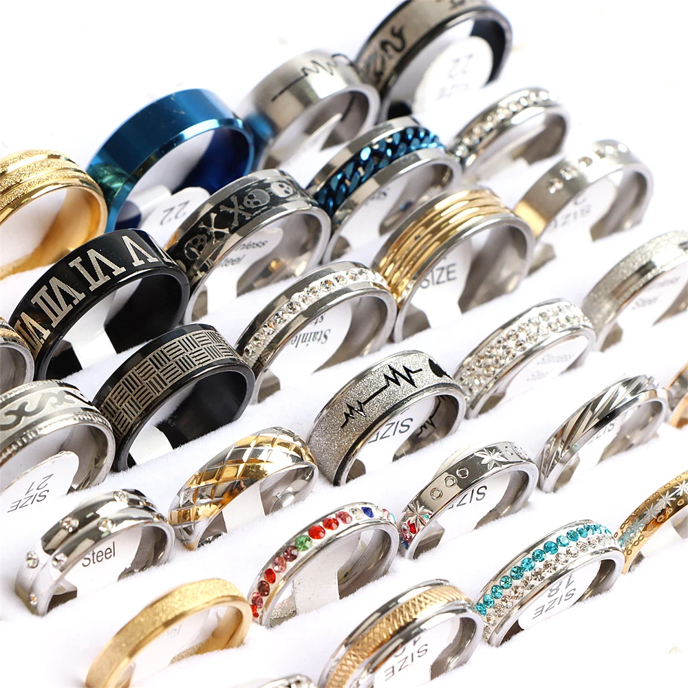 20/30/50 teile/los Mode Mehrfarbige Verschiedene Stil Edelstahl Ringe Für Frauen Männer Hochzeit Liebhaber Party Geschenk schmuck Großhandel – Detail 9