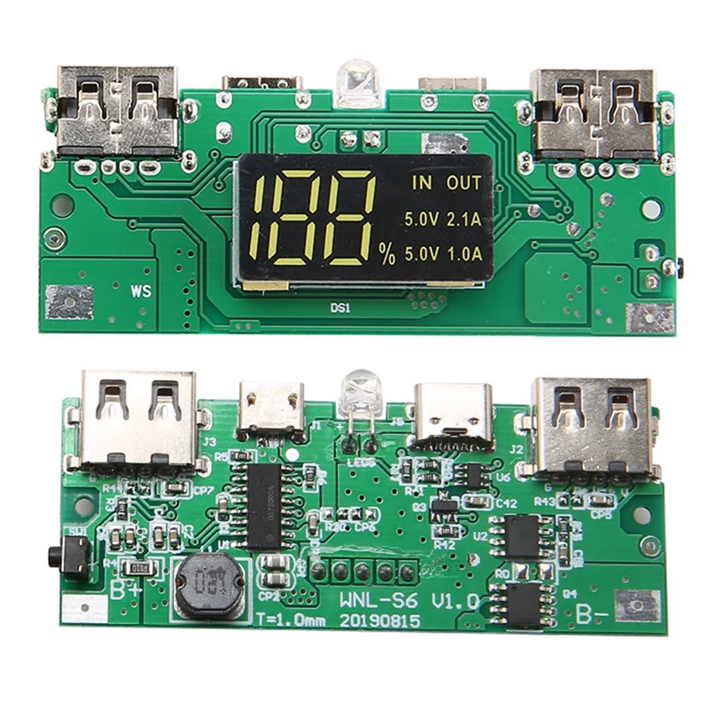 18650 Battery Power Bank Box 5V 2.1A LCD Display 20000Mah Power Board For 6X18650 Battery DIY Powerbank Case