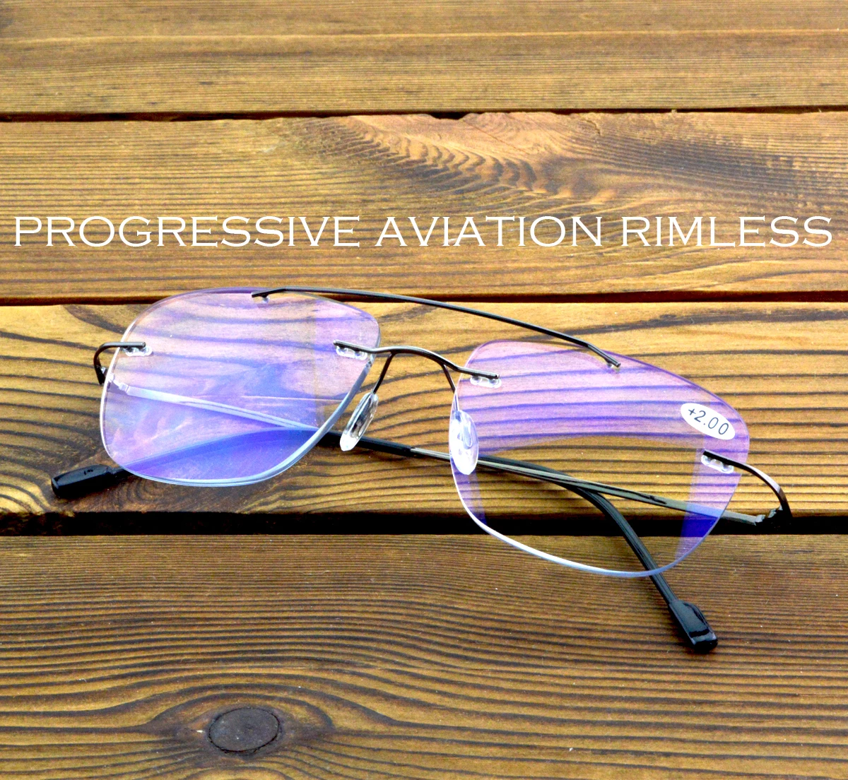 

Clara Vida Men Women Aviation Rimless Antireflective Frameless Progressive Multifocal Limited Reading glasses +1 to +4