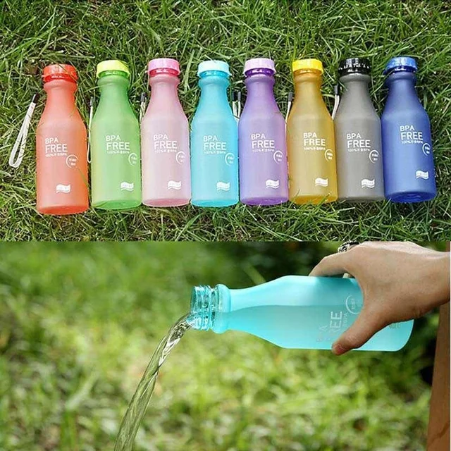 500ML Portable Candy Color Scrub Plastic Water Bottle Letter Print Leakproof Outdoor Sports Readily Cup 4