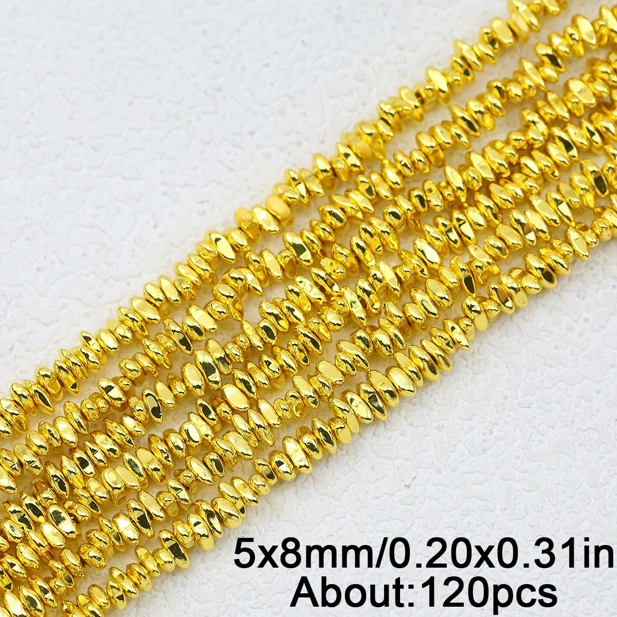 Gold-Toned Hematite Irregular Gravel Natural Stone Beads, 15'' Loose Spacer Beads for DIY Jewelry and Bracelet Making