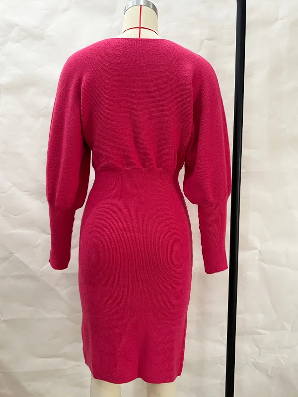 Women Knitted Sweater Dress Autumn Winter