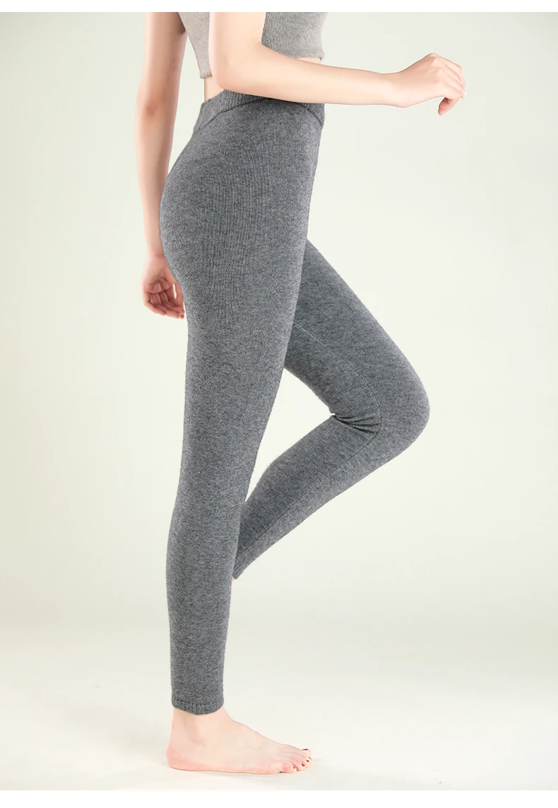 Wool Leggings Women – Slim Fit Autumn Winter Ankle Length Pants With Elastic Waist