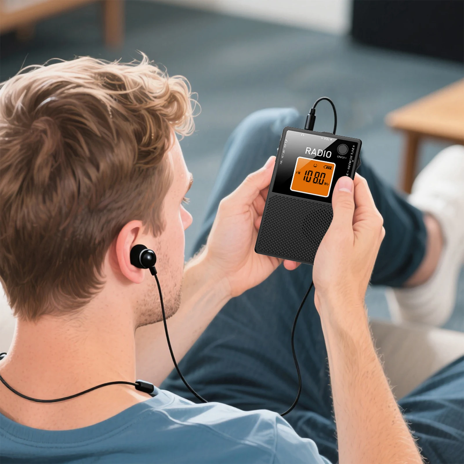 Mini Transistor Radio Rechargable Stereo Sound External Speaker Portable Pocket Radio LCD Backlight Screen Digital Receiver