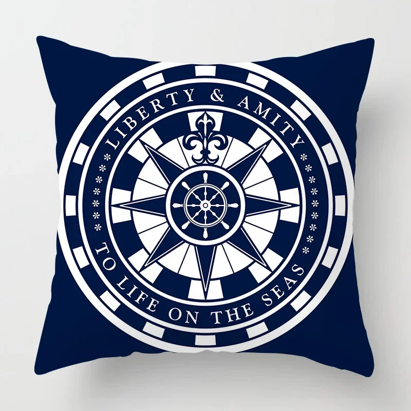 Nordic dark blue nautical series lighthouse pillow cover sofa decoration cushion cover 45*45 home decoration can be customized