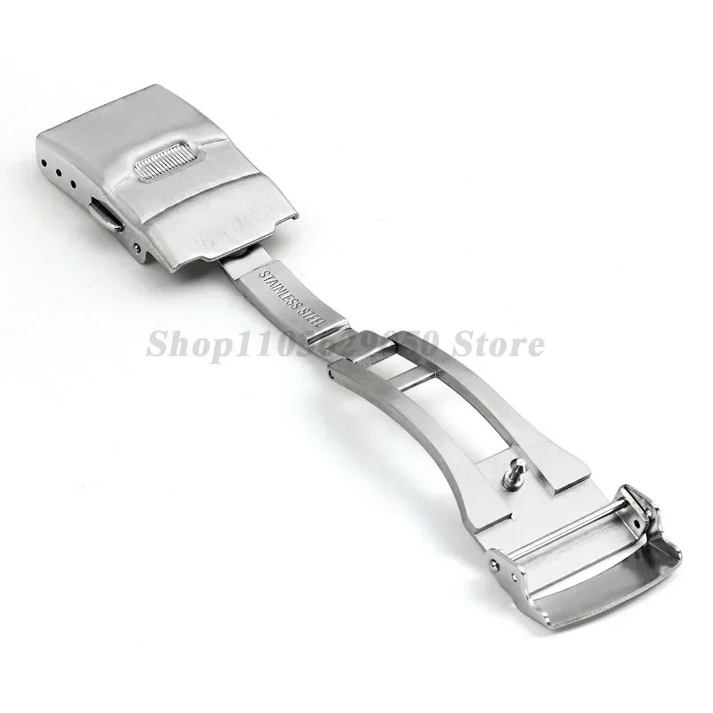 Silver Folding Safety Milled Clasp - Stainless Steel Deployant Watch Buckle Replacement
