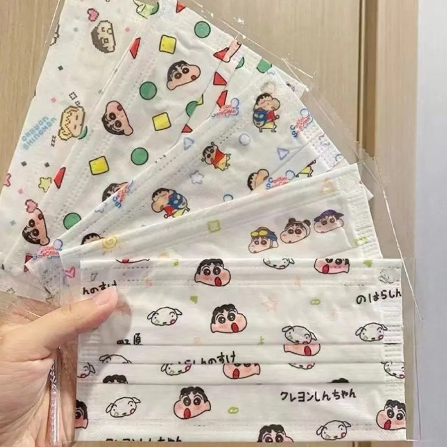 

20 шт. кавайная аниме маска Shin-Chan с рисунком маска от солнца Пылезащитная дышащая удобная практичная мультяшная подарок для девочек