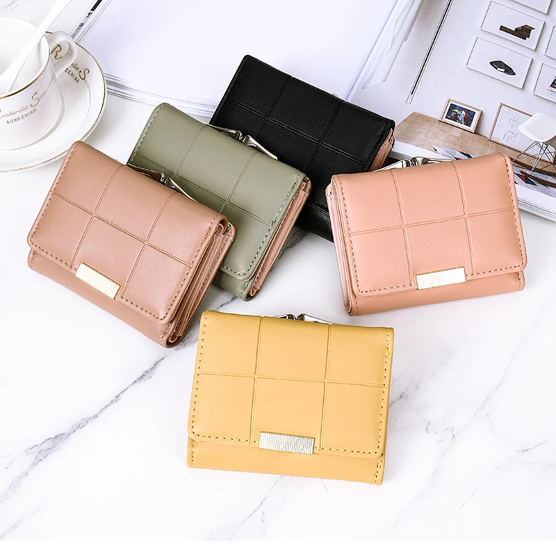 Brand Designer Small Wallets Women Pu Leather Wallets Female Short Hasp Coin Purses Money Credit Card Holders Ladies Clutch Bags