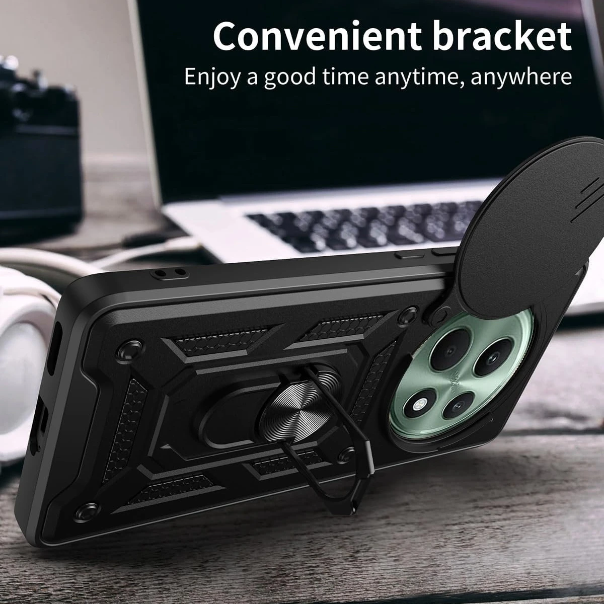 Enhanced Armor Case with Lens Protection and Magnetic Ring Holder